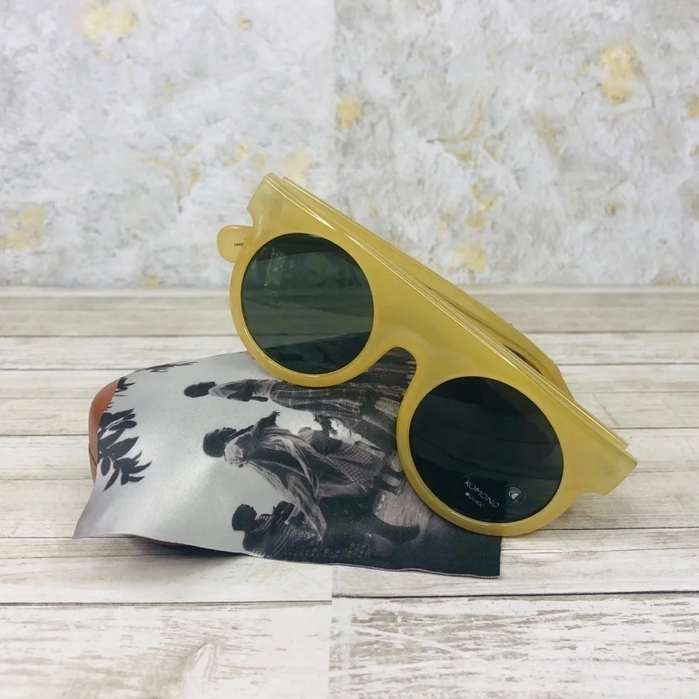 KOMONO Hippolyte Milky Bone Sunglasses NEW shield yellow gold